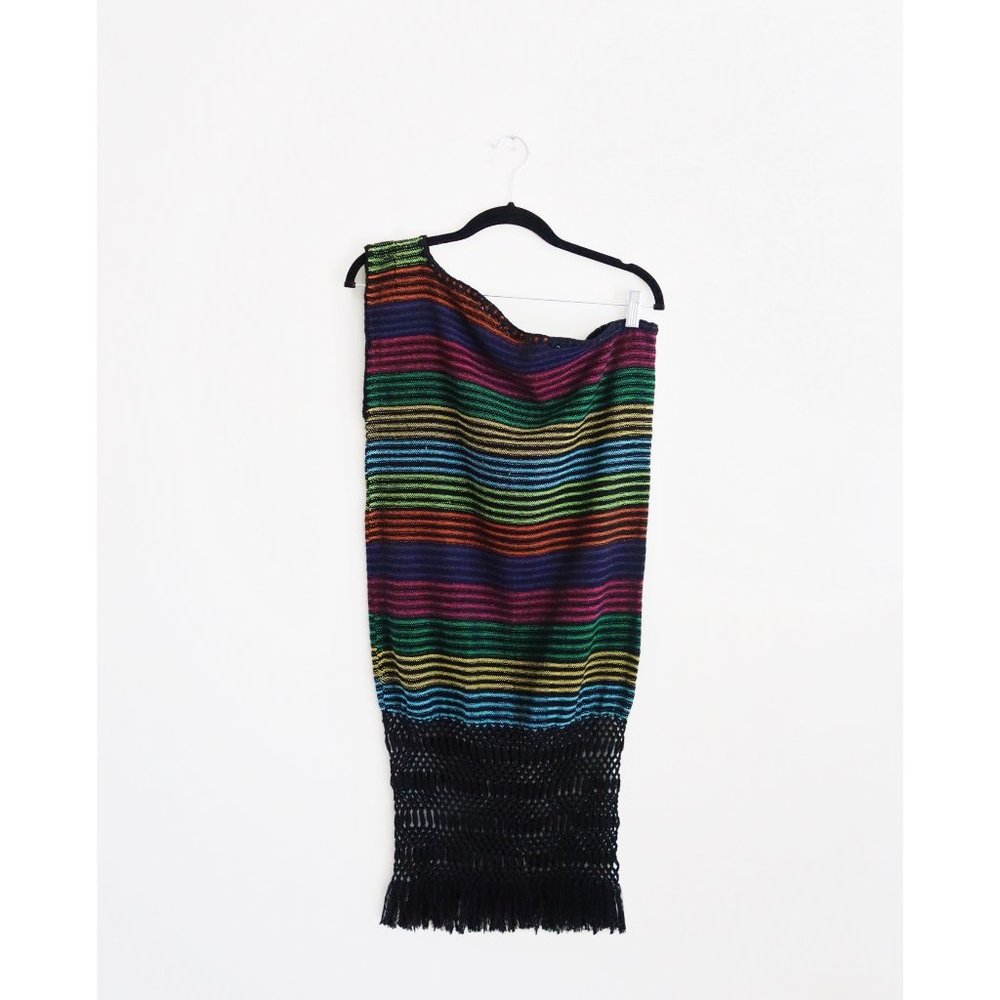 Jaline Rainbow Stripe One Shoulder Dress fit S NWT